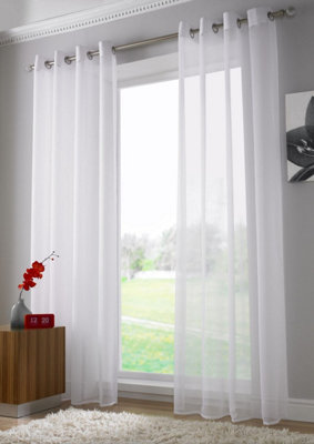 Voile Ring Top Curtain Panel 150cm x 229cm White