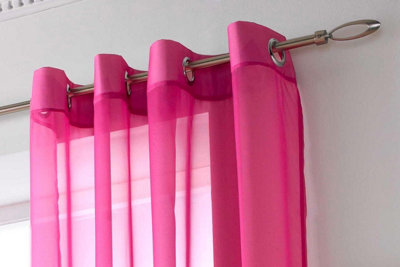 Voile Ring Top Curtain Panel 150cm x 274cm Cerise