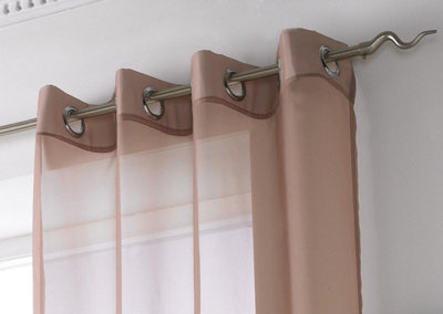 Voile Ring Top Curtain Panel 150cm x 274cm Coffee