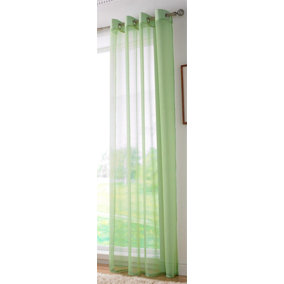 Voile Ring Top Curtain Panel 150cm x 274cm Lime