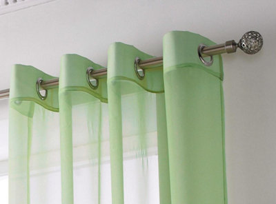Voile Ring Top Curtain Panel 150cm x 274cm Lime
