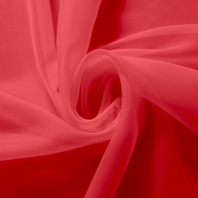 Voile Ring Top Curtain Panel Red