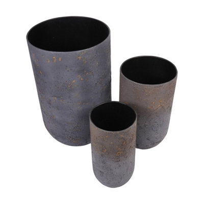 Volcano Planters (Set of 3) - Iron/Concrete/Epoxy - L42 x W42 x H68 cm ...