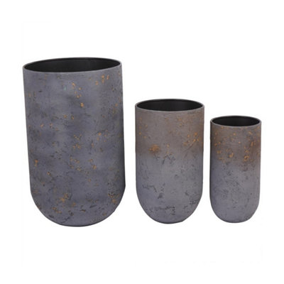 Volcano Planters (Set of 3) - Iron/Concrete/Epoxy - L42 x W42 x H68 cm ...
