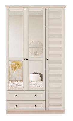 VOLET 3 Door 2 Drawer Mirrored White Wardrobe