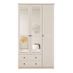 VOLET 3 Door 2 Drawer Mirrored White Wardrobe