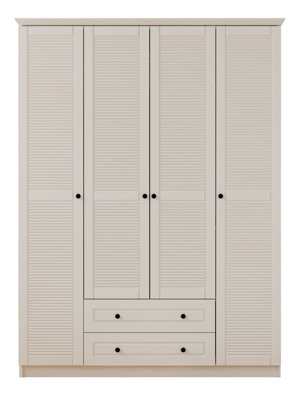 VOLET 4 Door 2 Drawer White Wardrobe