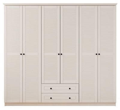 VOLET 6 Door 2 Drawer White Wardrobe