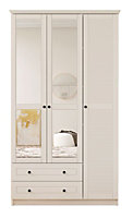 VOLET XL 3 Door 2 Drawer Mirrored White Wardrobe