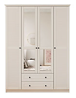 VOLET XL 4 Door 2 Drawer Mirrored White Wardrobe