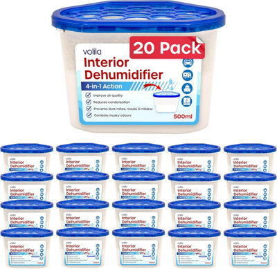 volila Disposable Dehumidifier Tubs - 20 Pack Superb Condensation Absorbers 500ml - Dehumidifiers Disposable for Home, Office or C