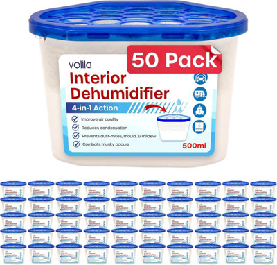 volila Disposable Dehumidifier Tubs - 50 Pack Superb Condensation Absorbers 500ml - Dehumidifiers Disposable for Home, Office or C