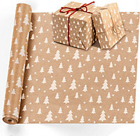 volila Kraft Wrapping Paper - 15M x 43CM Premium Gift Wrapping Paper Roll Trees Patterned with Strings - Brown Paper Roll Used as