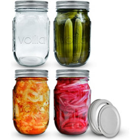 volila Mason Jar - 4 Pack Leakproof Mason Jars with Lids 500ml for Salad Jars, Overnight Oats Jar or Pickling Jars with Lids - 2-P