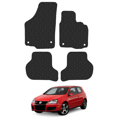 Volkswagen Golf 2003-07 MK5  Oval Clip  Tailored Black Rubber Floor Set