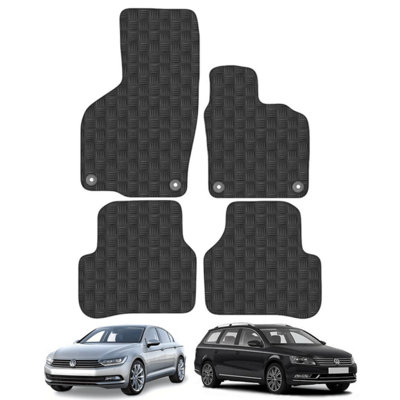 Volkswagen Passat 2011-2015 Car Floor Mats Rubber Tailored Fit Heavy-Duty 4pcs Set Black