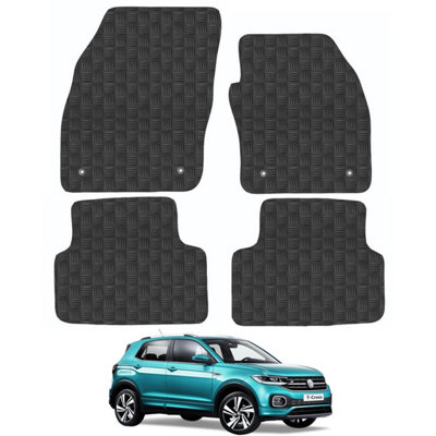 Volkswagen T-Cross 2019+ Car Floor Mats Tailored Fit Rubber Black 4 Piece Set Waterproof