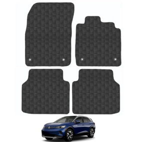 Volkswagen Volkswagen ID.4 2021-Onwards Car Floor Mats Rubber Tailored Fit 4pc Set Black