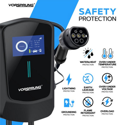 VoltRider Pro (22kW) - Ultra Fast Smart EV Charger with LCD Display - 5-Metre Type 2 - (32A/22kW) - 5