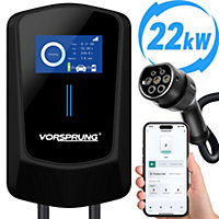 VoltRider Pro (22kW) - Ultra Fast Smart EV Wall Charger with LCD Display - 5-Metre Type 2 - (32A/22kW)