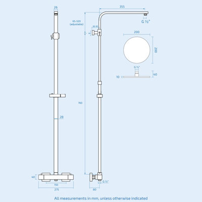 Volvic Exposed Mixer Shower Cool Touch Thermostatic Bar with Riser Rail - 4