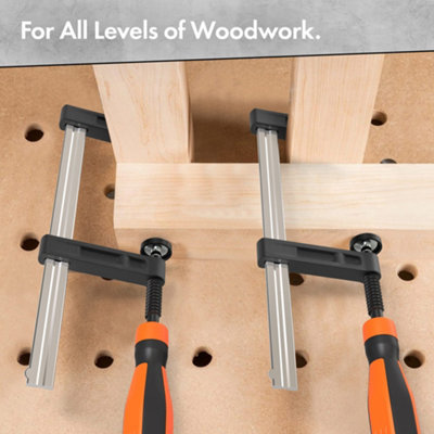 POWERTEC 4 In. 300 Lbs. F Clamp Set, Heavy Duty F Style Bar Clamps For Woodworking 4 Pack 71591 P2 - Foto 3