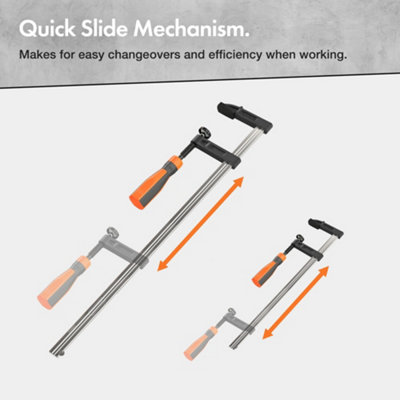 VonHaus 13pcs Wood Clamps Quick Grip - Heavy Duty F Clamps for Woodwork with Soft Grip - Quick Slide Woodworking Clamps