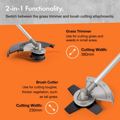 VonHaus 2 in 1 Grass Trimmer & Brush Cutter 1000W, 38cm Max Cutting ...