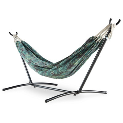 VonHaus 2 Person Hammock with Frame Palm Leaf Printed Hammock with Steel Metal Frame for Outdoor Garden Patio DIY at B Q