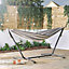 VonHaus 2 Person Hammock with Frame, Standing Double Swinging Cotton Hammock with Steel Metal Frame for Outdoor, Garden & Patio