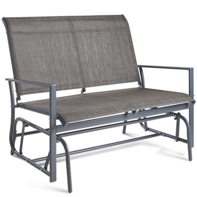 VonHaus 2 Seater Glider Bench, Grey Textoline 2 Seat Garden Bench, Mesh ...