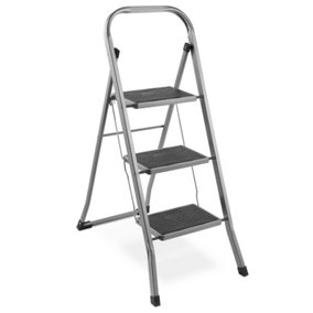 VonHaus 3 Step Ladder, Premium Quality Folding Step Ladder for DIY and Gardening, Easy to Store Step Ladders, 150KG Max Capacity