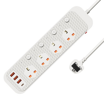 Mult Plug Extenson | 4 Socket Extenson Cable | 1m Extenson Lead