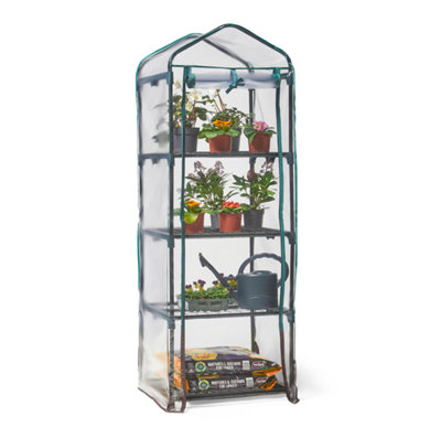 INMITOM 38.4 In. D X 16.8 In. W X 62.4 In. H 4-Tier Portable Greenhouse With Roll-Up Door And Durable PE Cover, Green HD1-A-K03B - The Home Depot