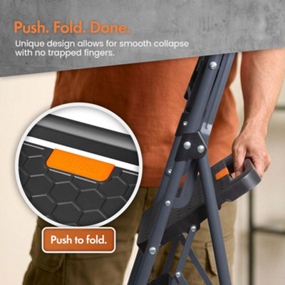 VonHaus 5 Step Ladder, Heavy Duty Folding Steel Frame Stool with Tool ...