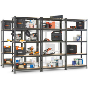 VonHaus 5-Tier Garage Shelves, Pack of Five Heavy Duty Racking with 4375kg Capacity, Durable Metal Racking for Workshop Storage