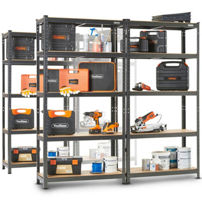 VonHaus 5-Tier Garage Shelves, Pack of Four Heavy Duty Racking with ...