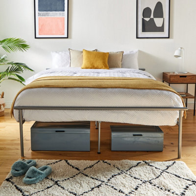 King size metal bed on sale frame with storage