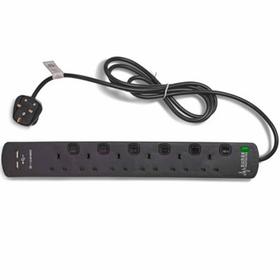 VonHaus 6 Way Plug Extension Lead with USB - 5