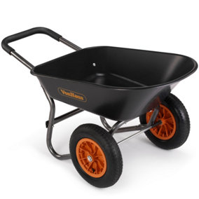 VonHaus 78L Wheelbarrow Garden Cart, Heavy Duty Multi Use for Tools & Waste, 2 Wheel Pneumatic Tyres, Steel Frame Soft Grip Handle