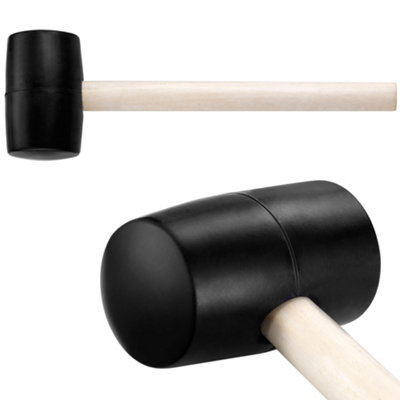 Rubber Mallet with Wood Handle, 8OZ, Black, Light weight and High Qual