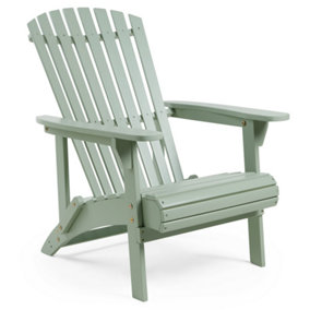 VonHaus Adirondack Chair, Sage Green Armchair - Outdoor Garden Furniture Fire Pit Chair - Portable Eucalyptus Hardwood Deck Chair