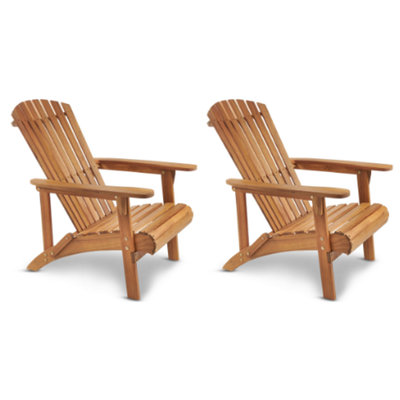 VonHaus Adirondack Chairs Set of 2 Outdoor Chairs for Garden Wooden Deck Chairs Acacia Hardwood Garden Chairs Teak Oil Coated