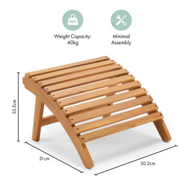 Vonhaus Adirondack Footstool, Acacia Wood Outdoor Garden Foot Stool ...