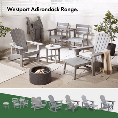 VonHaus Adirondack Love Seat Waterproof HDPE 2 Seater Loveseat Patio Set Grey Companion Set for Garden