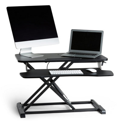 VonHaus Adjustable Standing Desk Converter - 2 Tier Sit Stand Desk Riser, Stand up Desk For Home Office/Work - Gas Assisted