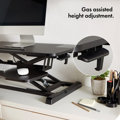 VonHaus Adjustable Standing Desk Converter - 2 Tier Sit Stand Desk Riser, Stand up Desk For Home Office/Work - Gas Assisted