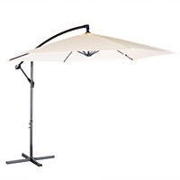 VonHaus Banana Parasol 3M, Cantilever Hanging Parasol Umbrella with Crank Function for Outdoor, Garden & Patio, Steel Frame, Cream