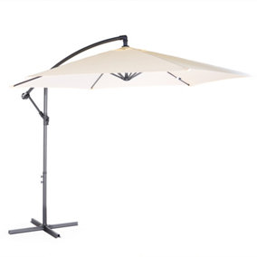 VonHaus Banana Parasol 3M, Cantilever Hanging Parasol Umbrella with Crank Function for Outdoor, Garden & Patio, Steel Frame, Cream