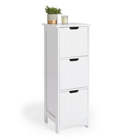 VonHaus Bathroom Drawers - White 3 Drawer Bathroom Unit - Shaker Style Bathroom Drawer Cabinet - Freestanding Storage Unit